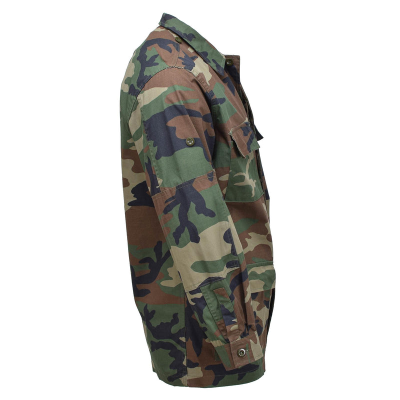 Genú de la chaqueta de combate de BDU turco Durable Ripstop Woodland Camo Problema militar