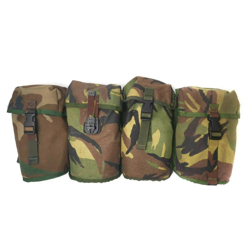 Cantina del ejército holandés genuino W Pouch y copa de acero inoxidable DPM Camuflaje Molle