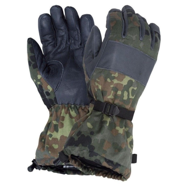 El verdadero ejército alemán Flecktarn camo invierno guantes de combate cálidos forrados militares