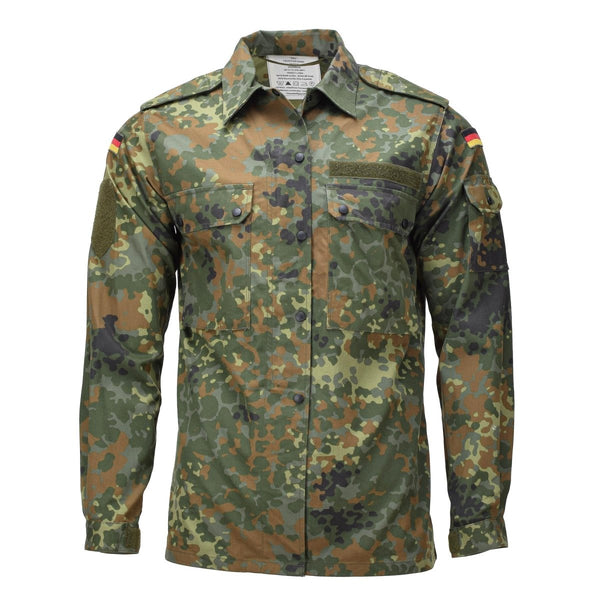 Camiseta de campo militar alemana genuina Mujeres Botón Snap Fasting Flecktarn Camo