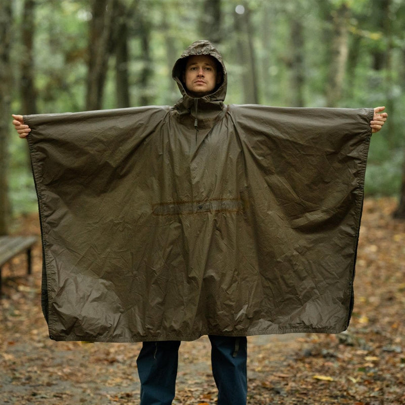 Ejército alemán clima húmedo lluvia poncho impermeable refugio con capucha de oliva cape