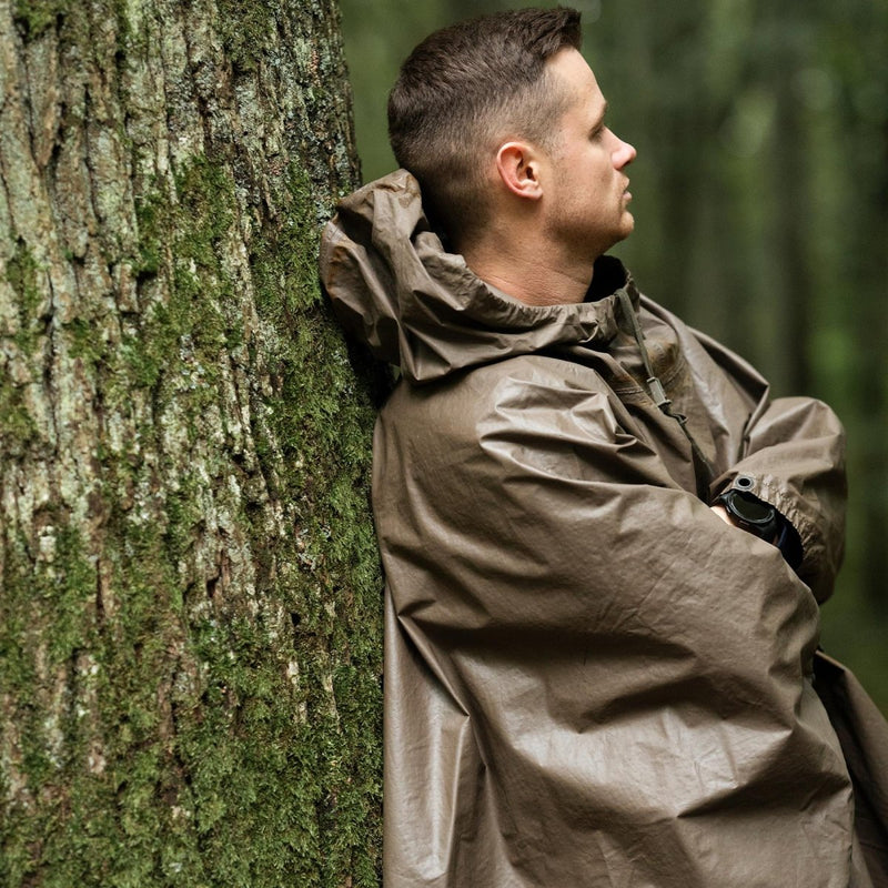 Ejército alemán clima húmedo lluvia poncho impermeable refugio con capucha de oliva cape