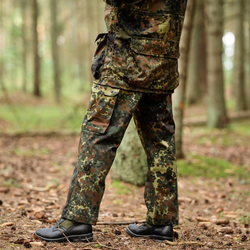 Pantalones de carga de campo de estilo militar alemán Flecktarn camufla