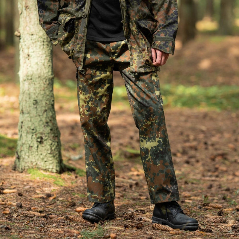 Pantalones de carga de campo de estilo militar alemán Flecktarn camufla