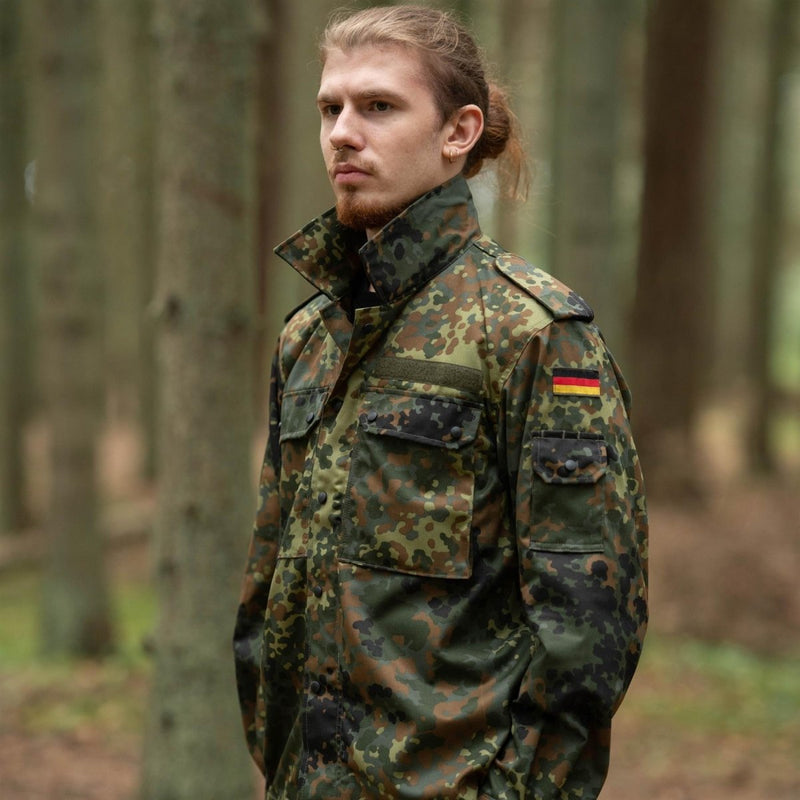 Leo Kohler Camisas militares tácticas Flecktarn Camuflage Light Combat BW Jacket