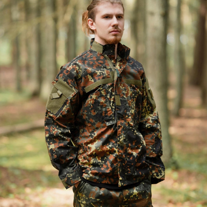 MFH Brand U.S. Style Military Jacket Uniforme de campo Flecktarn Camo Ripstop NUEVO