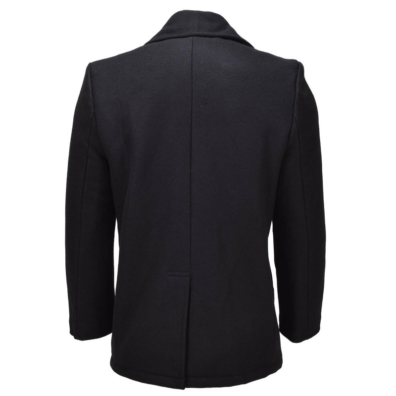 Mil-Tec Mens Coat Wool Blend Style Navy Style Chaqueta de pecho doble negro