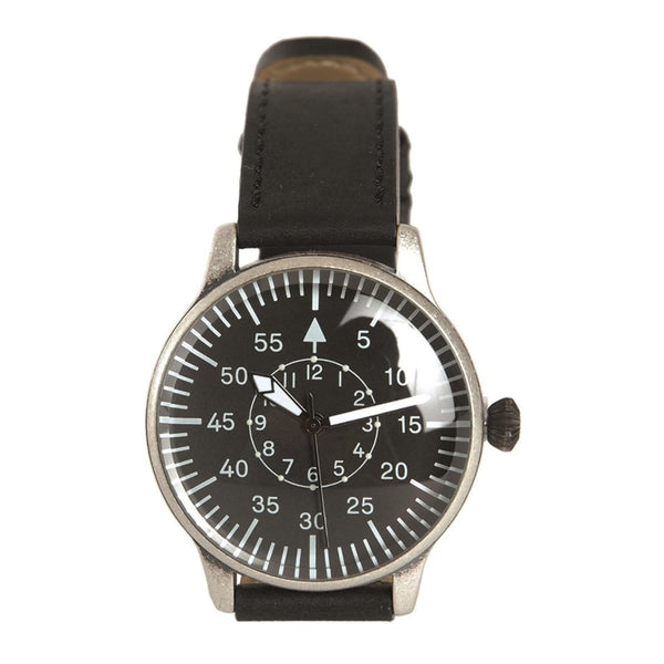 MECHO MIL-TEC RETRO PILOTO MECANISMO Pulsera de cuero natural Negro