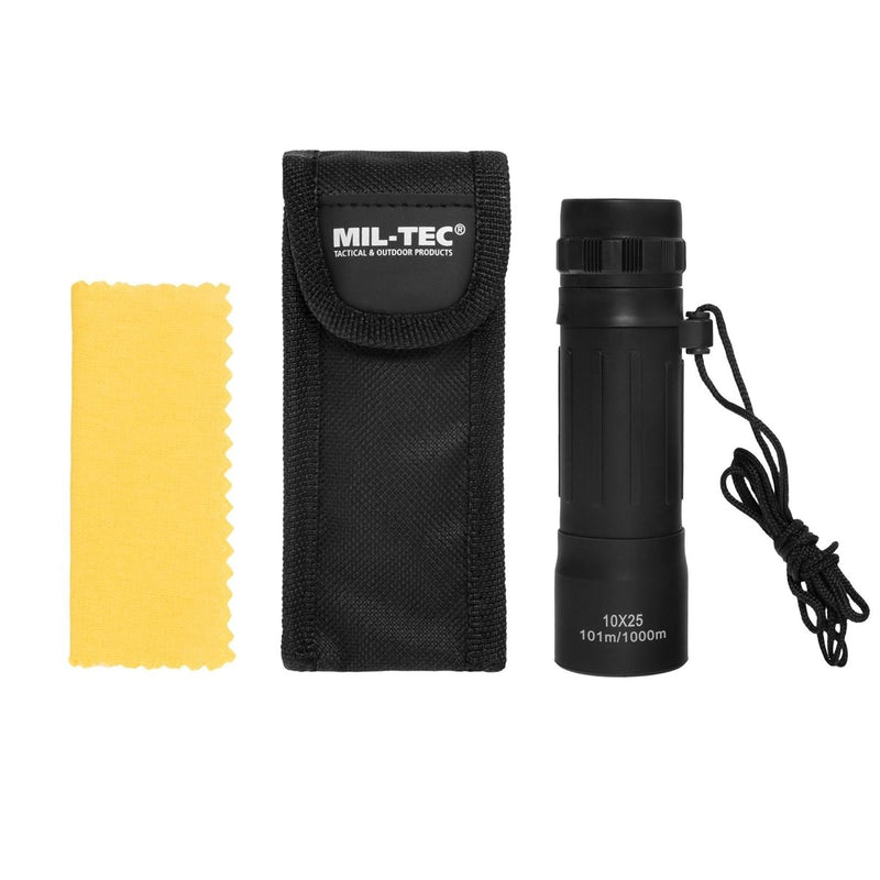 MIL-TEC Monocular táctico 10x25 Alcance militar Vigilancia al aire libre Negro