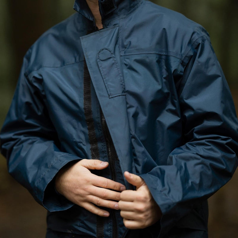 Chaqueta británica de la RAF original impermeable mal tiempo parka forrada impermeable azul