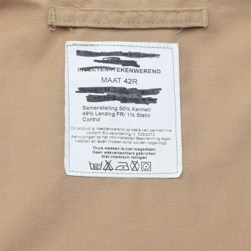 Vuelo militar holandés original Coverall Aramid Resistente al calor de aramid Caki