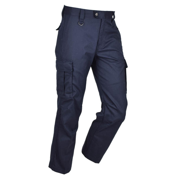 Pantalones militares de trabajo militar holandés originales de rodillas reforzadas bolsas de carga azul