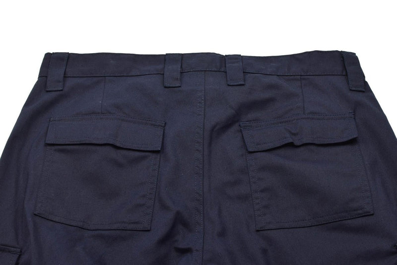 Pantalones militares de trabajo militar holandés originales de rodillas reforzadas bolsas de carga azul