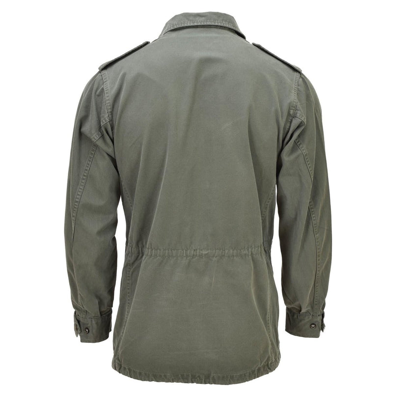 Chaqueta militar francesa original Pocos delanteros grandes oliva sólida