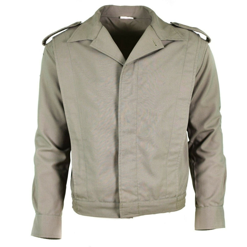 Chaqueta militar militar francesa original gris plisado elasticado gris