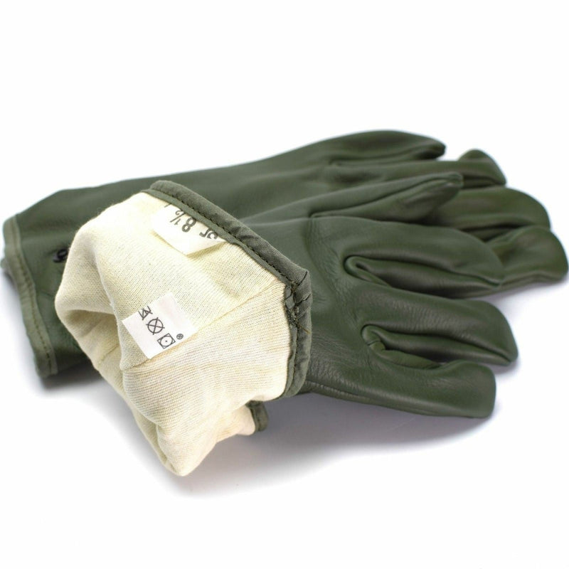 Guantes de cuero de combate militar francés original oliva