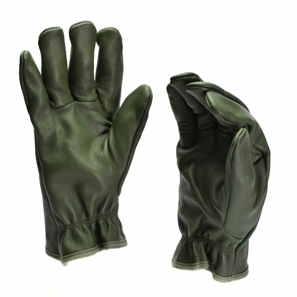 Guantes de cuero de combate militar francés original oliva