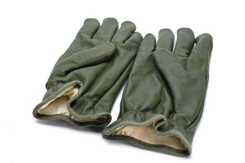 Guantes de cuero de combate militar francés original oliva