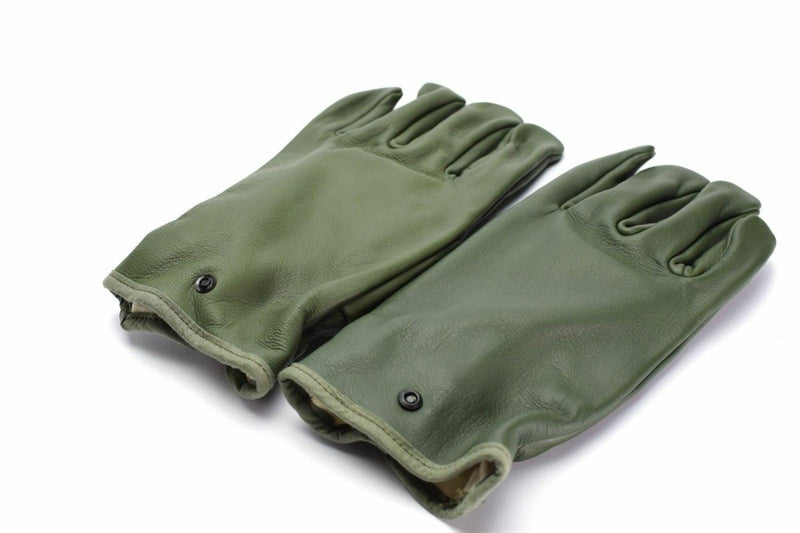 Guantes de cuero de combate militar francés original oliva