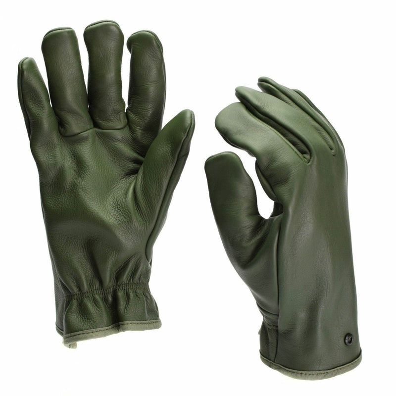 Guantes de cuero de combate militar francés original oliva