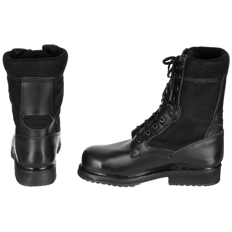 Botas de combate militar italianas originales de cuero liviano semi mareal negro