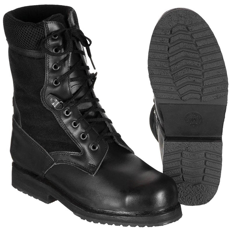 Botas de combate militar italianas originales de cuero liviano semi mareal negro