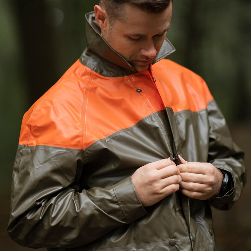 Chaqueta de lluvia suiza original Protección civil de oliva Implaz de agua Azulario nuevo nuevo