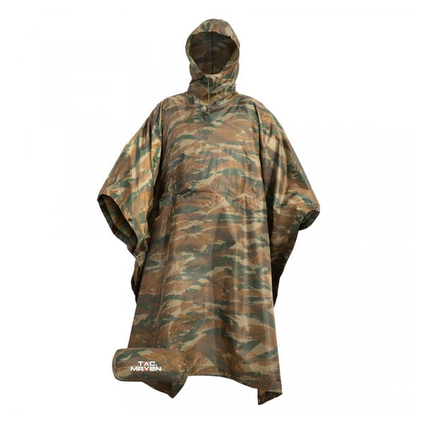 Pentágono impermeable ripstop poncho capó ajustable compresión paquete de camufla