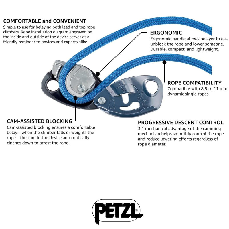 Petzl Grigri Braking Braking Bajón Equipo de escalada Azul de aluminio