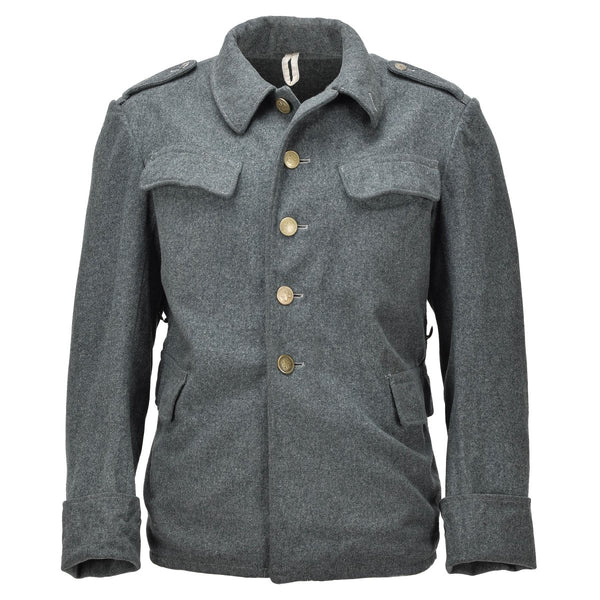 Chaqueta de campo militar suizo Epaulets de hombro con botones vintage lana gris