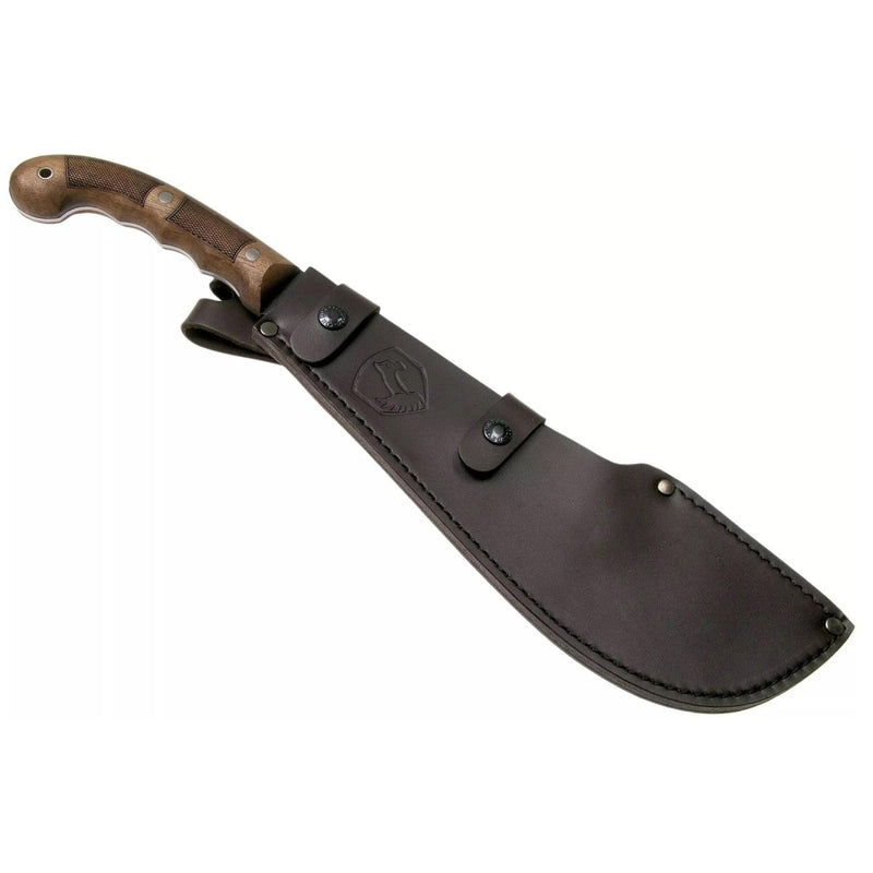 Bolo Machete 1075 carbon steel blade wood handle leather sheath