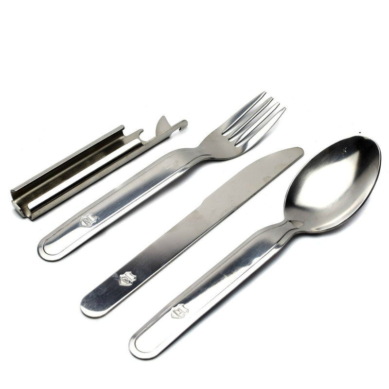 Cutlery set original Hungarian army eating utensils 4pcs flatware fork spoon knife can opener stainless steel