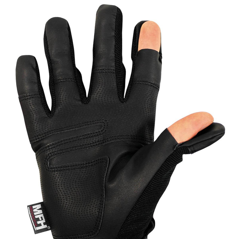 MFH Brand style tactical gloves black breathable free shooting fingers thumb and fire finger opening adjustable wrist