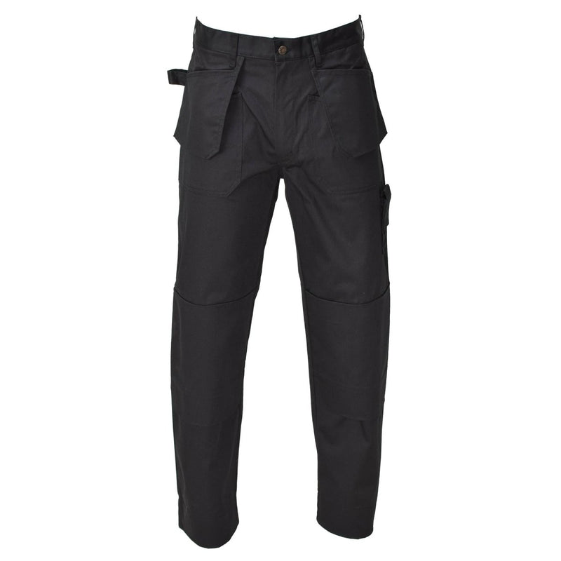 Military work cargo pants durable reinforced knees black plain end ankles reinforced knees hammer loop ruler pocket